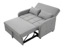 Sofá convertible con brazos y respaldo regulable - lino gris - para salón y dormitorio
