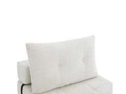 Sofá convertible con cojines lumbares y reposacabezas, chenilla beige - para salón y dormitorio