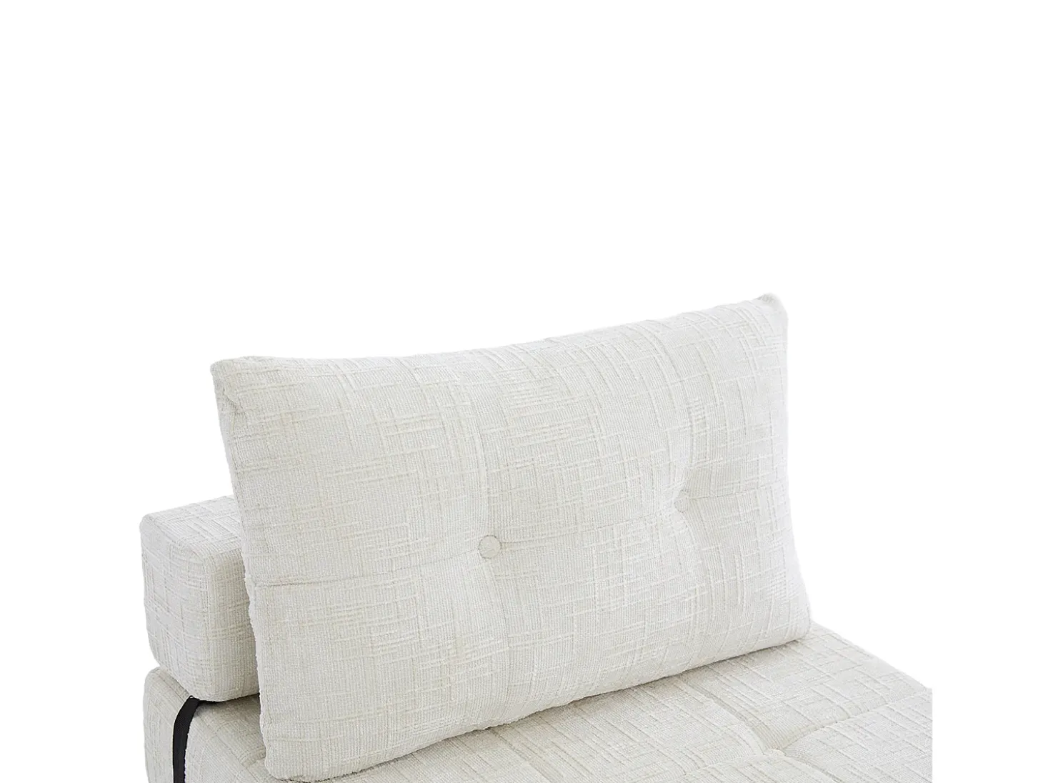 Sofá convertible con cojines lumbares y reposacabezas, chenilla beige - para salón y dormitorio