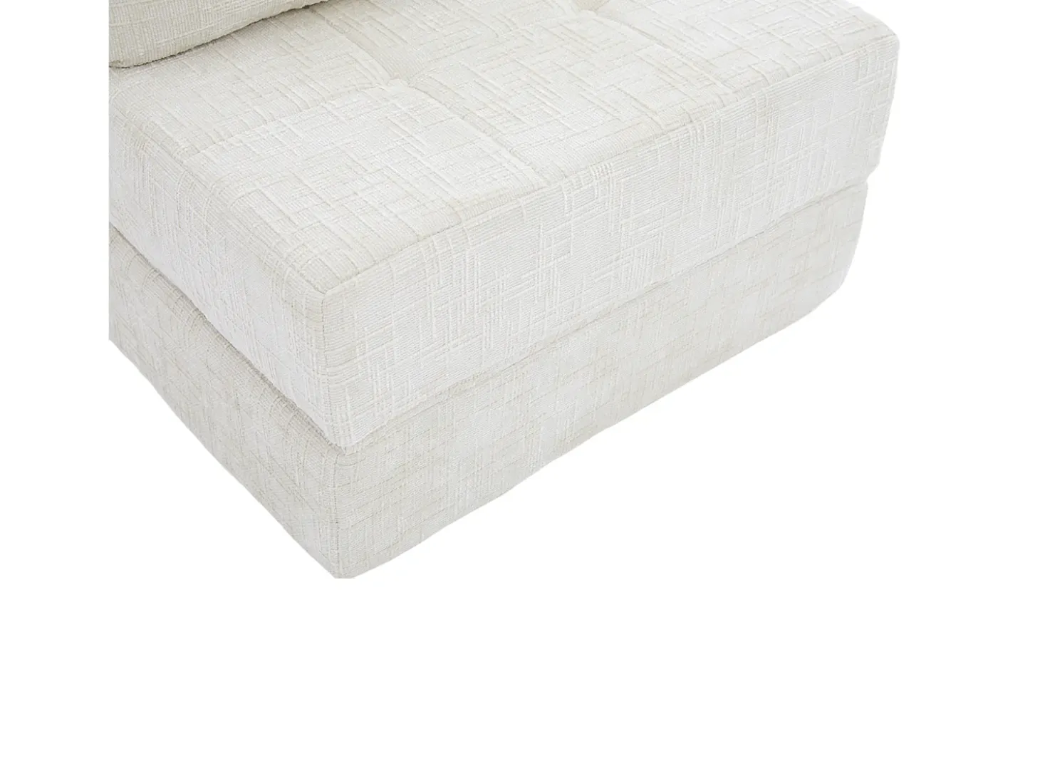 Sofá convertible con cojines lumbares y reposacabezas, chenilla beige - para salón y dormitorio
