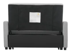 Sofá convertible de 2 plazas con respaldo regulable y 2 cojines - Tejido de lino gris
