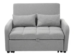 Sofá convertible de 2 plazas con respaldo regulable y 2 cojines - Tejido de lino gris