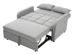 Sofá convertible de 2 plazas con respaldo regulable y 2 cojines - Tejido de lino gris
