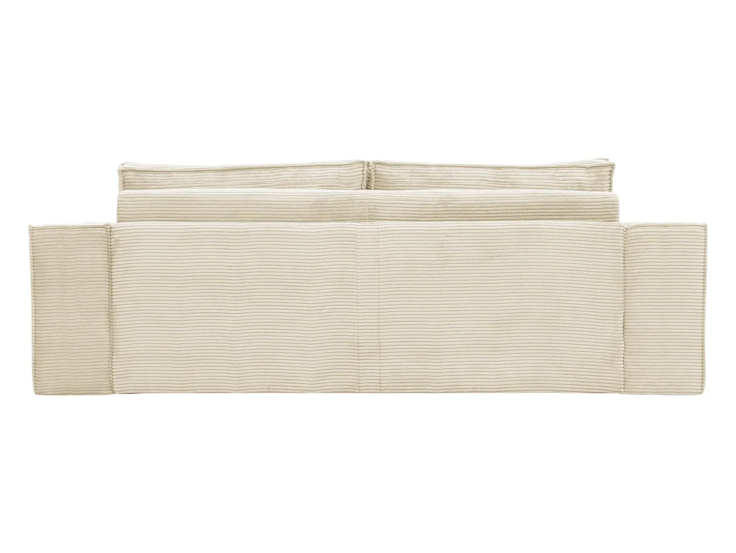 Sofá convertible express AMELIA de 4 plazas en pana beige, 160 cm, colchón viscoelástico de 13 cm