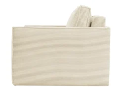 Sofá convertible express AMELIA de 4 plazas en pana beige, 160 cm, colchón viscoelástico de 13 cm
