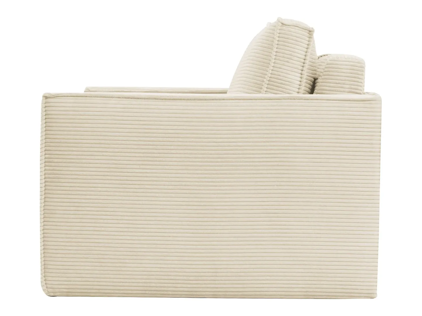 Sofá convertible express AMELIA de 4 plazas en pana beige, 160 cm, colchón viscoelástico de 13 cm