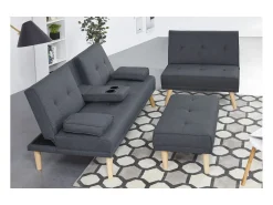 Sofá convertible, modulable 5 plazas de tela gris STOCKHOLM