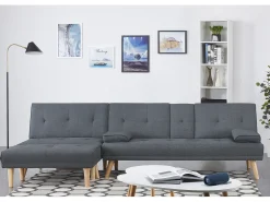 Sofá convertible, modulable 5 plazas de tela gris STOCKHOLM