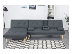 Sofá convertible, modulable 5 plazas de tela gris STOCKHOLM