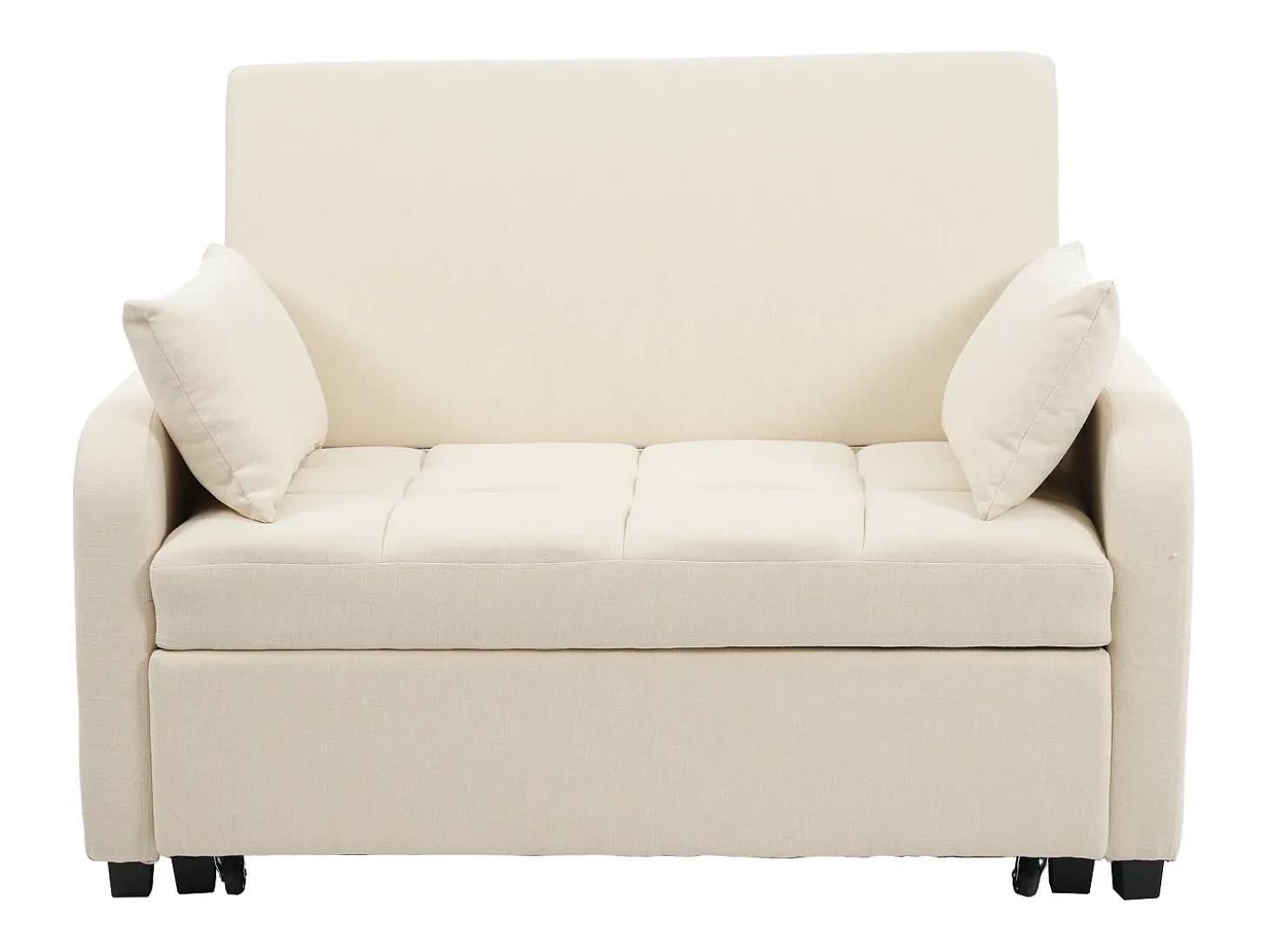 Sofá convertible 127x75x94 cm - Respaldo ajustable - Incluye 2 cojines - Beige