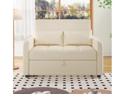 Sofá convertible 127x75x94 cm - Respaldo ajustable - Incluye 2 cojines - Beige