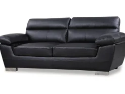 Sofá cuero reconstituido / PVC Dallas - 3 plazas - Negro
