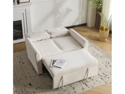 Sofá de 2 plazas - 127 x 90 x 87 cm - Sofá cama extraíble + Respaldo ajustable + Cojines - Terciopelo - Beige