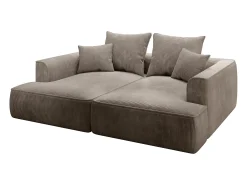 Sofá de 3 plazas con asiento profundo en pana color topo diseño PINETA