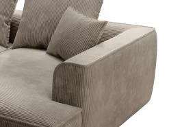Sofá de 3 plazas con asiento profundo en pana color topo diseño PINETA