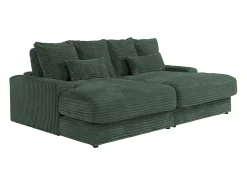 Sofá de 3 plazas con asiento profundo de pana color verde pino CALAZO