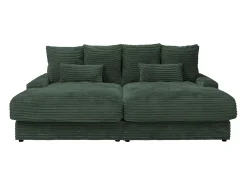 Sofá de 3 plazas con asiento profundo de pana color verde pino CALAZO