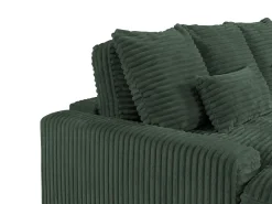 Sofá de 3 plazas con asiento profundo de pana color verde pino CALAZO