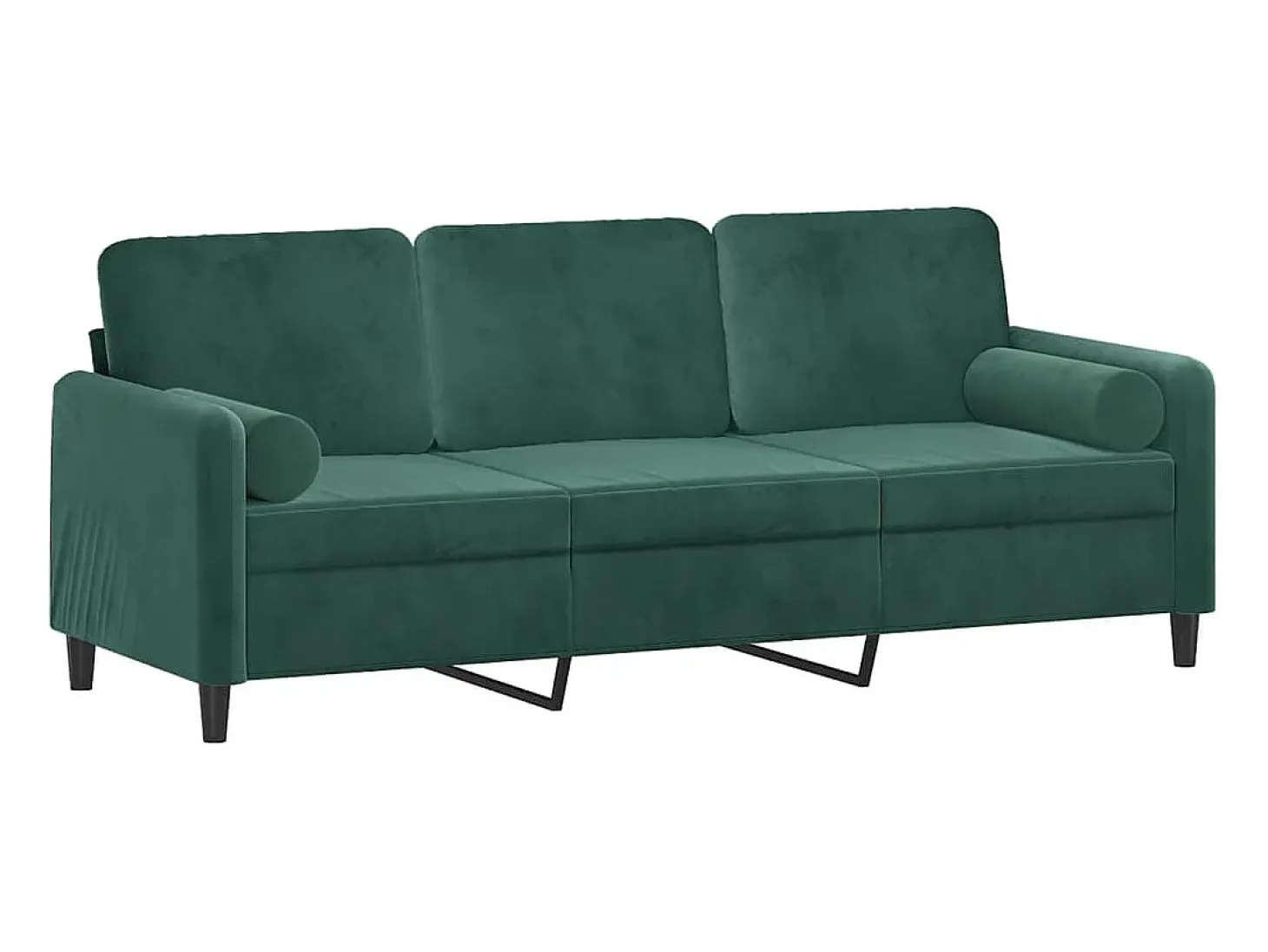 Sofá de 3 plazas con cojines terciopelo verde oscuro 180 cm