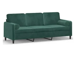 Sofá de 3 plazas con cojines terciopelo verde oscuro 180 cm
