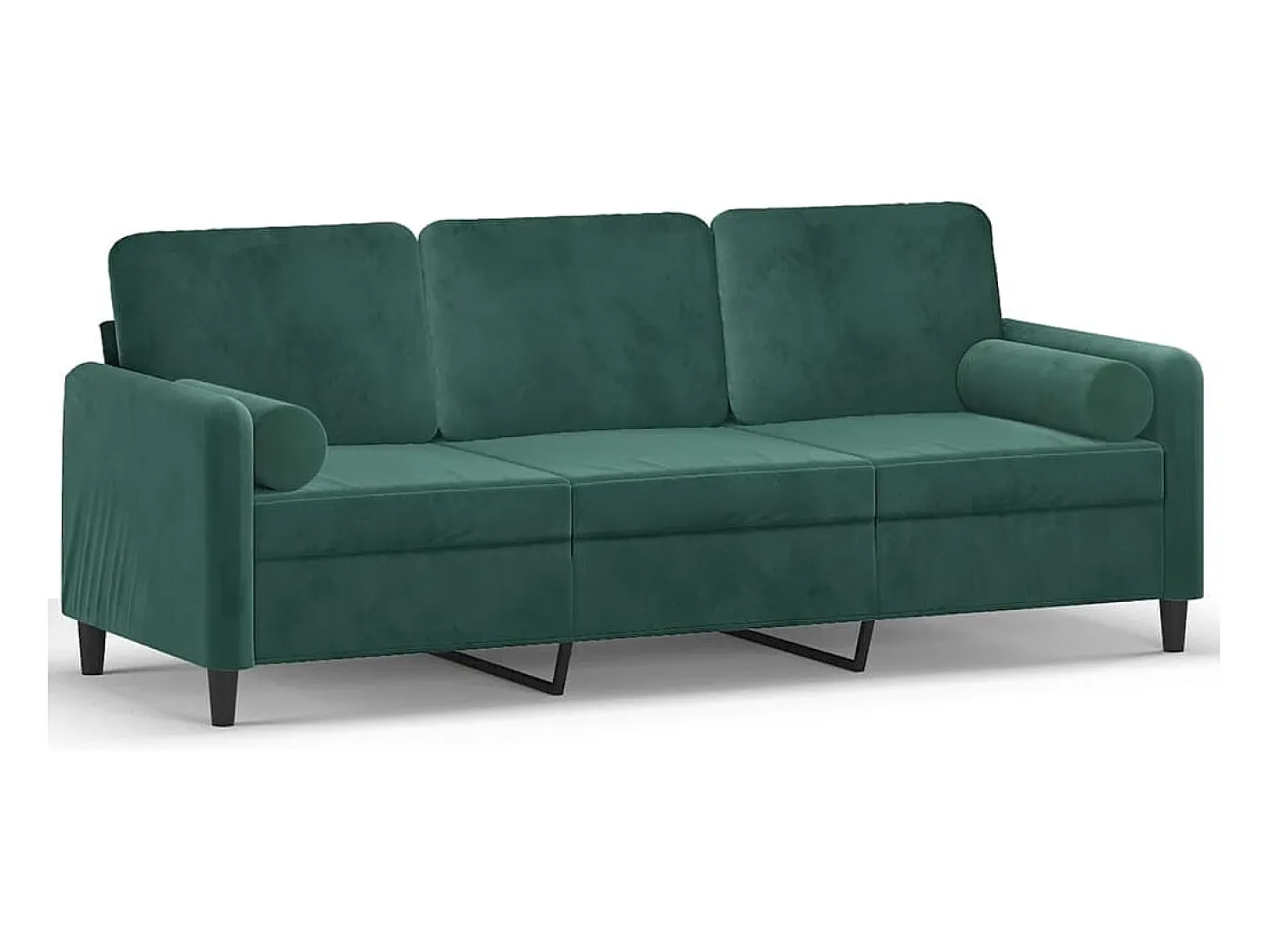 Sofá de 3 plazas con cojines terciopelo verde oscuro 180 cm