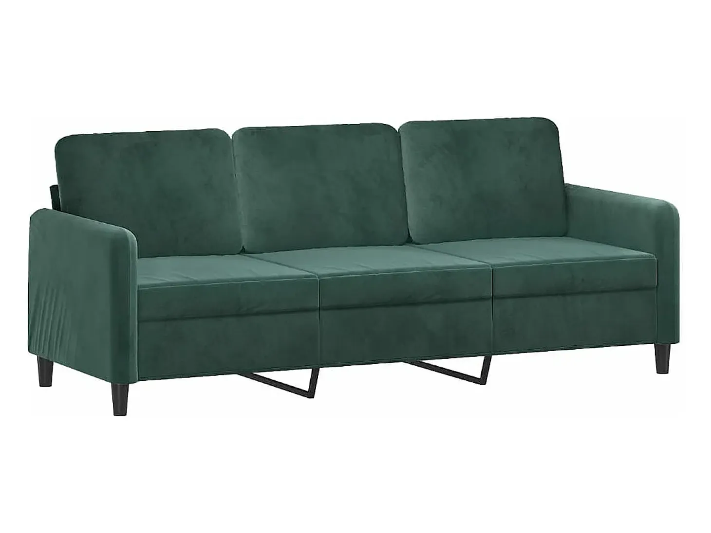 Sofá de 3 plazas con cojines terciopelo verde oscuro 180 cm