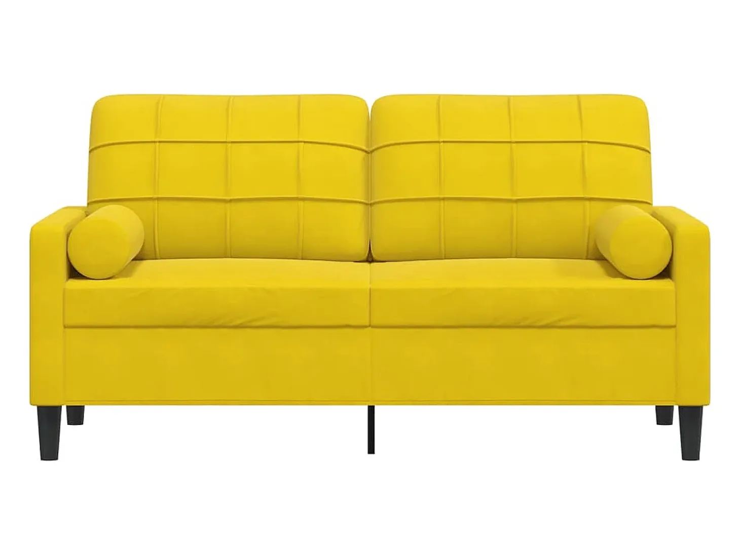 Sofá de 2 plazas con cojines terciopelo amarillo 140 cm