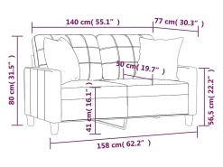 Sofá de 2 plazas con cojines cuero sintético color crema 140 cm