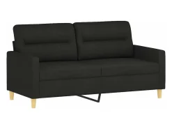 Sofá de 2 plazas con cojines tela negro 140 cm