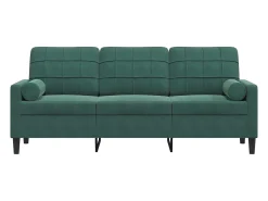 Sofá de 3 plazas con cojines terciopelo verde oscuro 180 cm