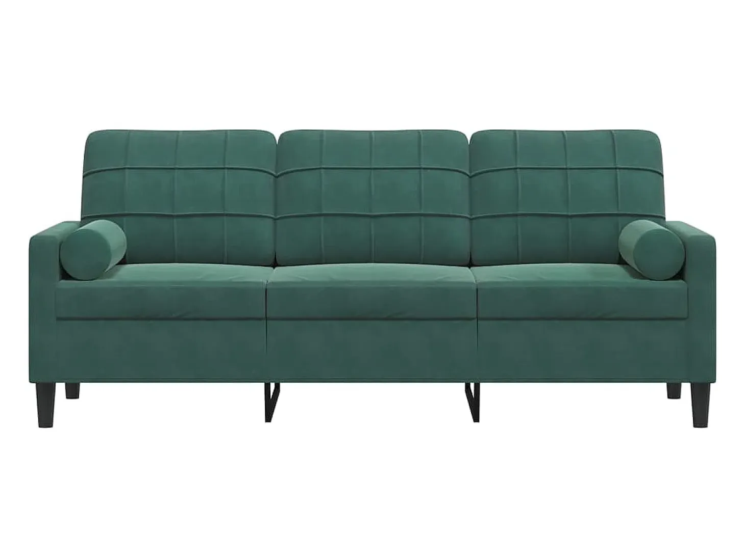Sofá de 3 plazas con cojines terciopelo verde oscuro 180 cm