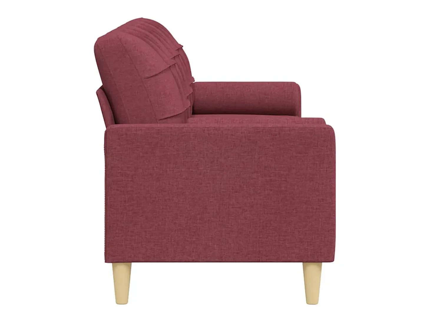 Sofá de 3 plazas con cojines tela rojo tinto 210 cm