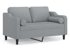 Sofá de 2 plazas con cojines tela gris claro 120 cm