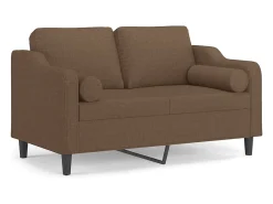 Sofá de 2 plazas con cojines tela marrón 120 cm