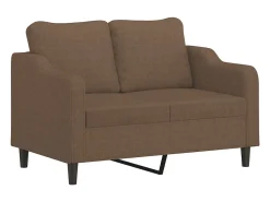 Sofá de 2 plazas con cojines tela marrón 120 cm