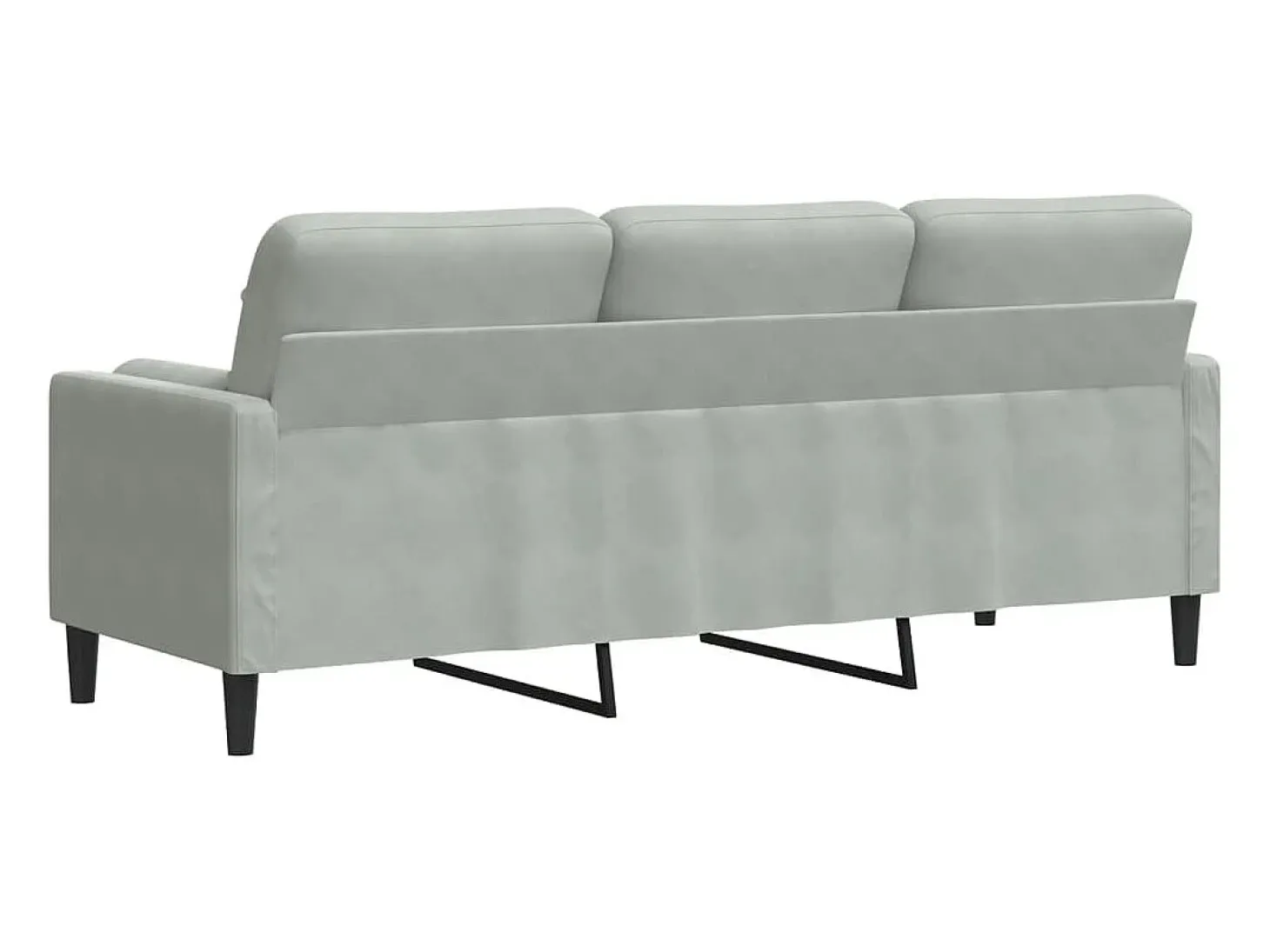Sofá de 3 plazas con cojines terciopelo gris claro 180 cm