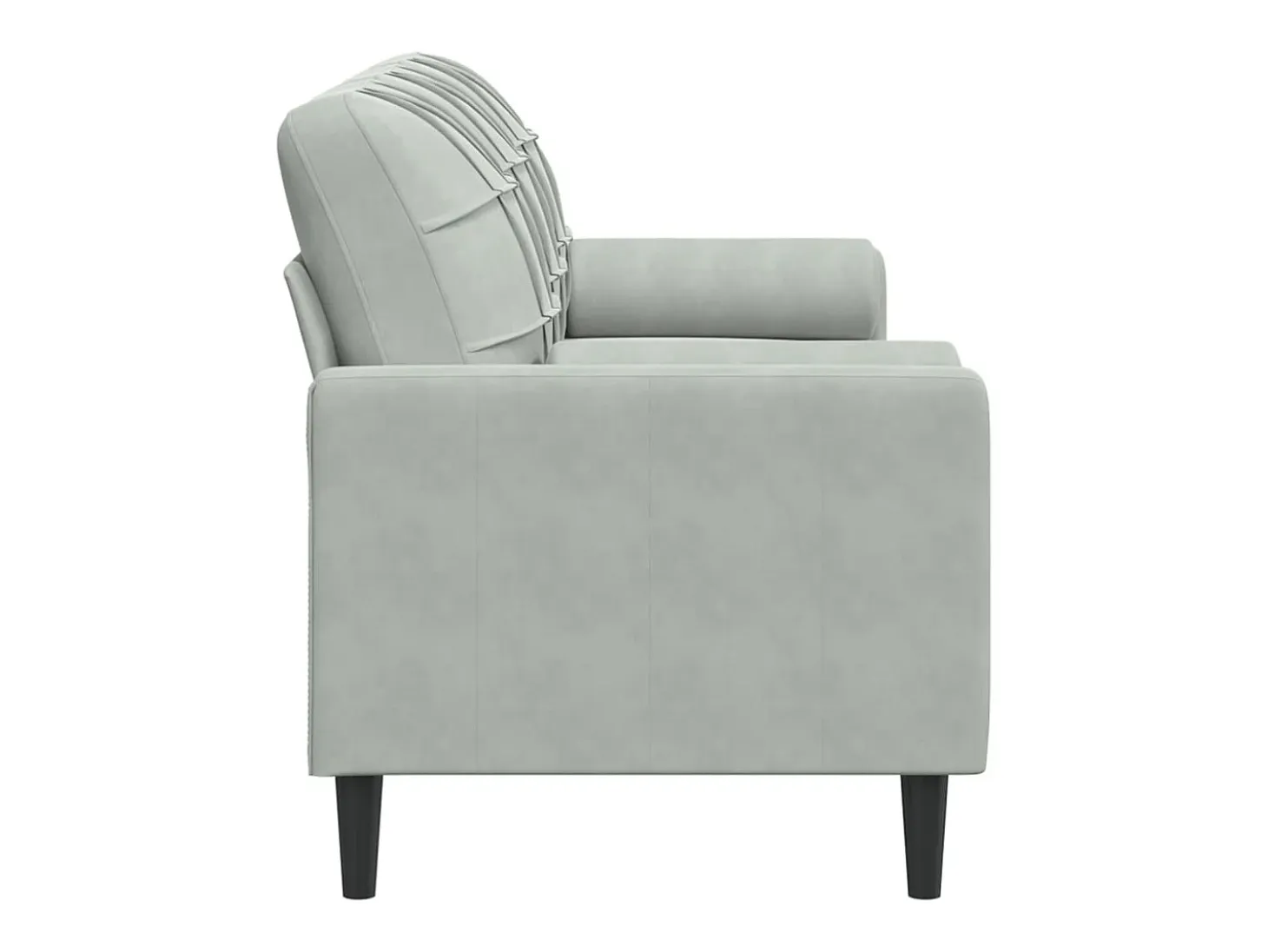 Sofá de 3 plazas con cojines terciopelo gris claro 180 cm