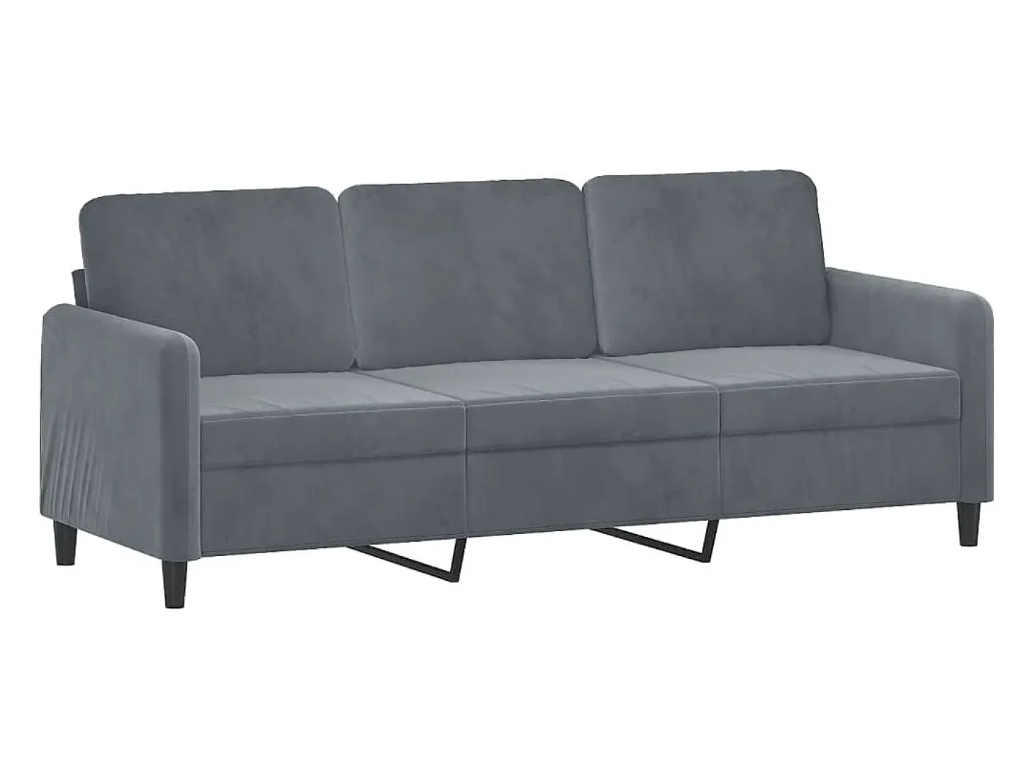 Sofá de 3 plazas con cojines terciopelo gris oscuro 180 cm