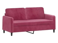 Sofá de 2 plazas con cojines terciopelo rojo tinto 140 cm