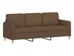 Sofá de 3 plazas con cojines tela marrón 180 cm