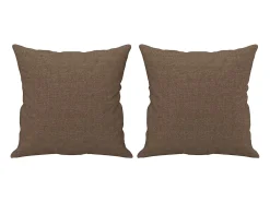 Sofá de 3 plazas con cojines tela marrón 180 cm
