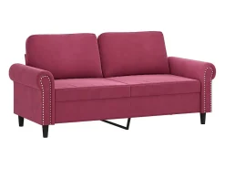 Sofá de 2 plazas con cojines terciopelo rojo tinto 140 cm