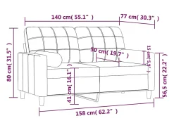Sofá de 2 plazas con cojines tela negro 140 cm