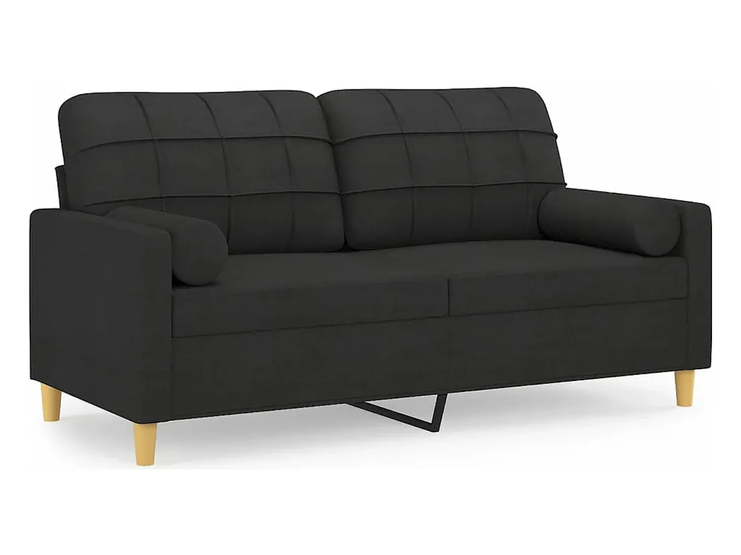 Sofá de 2 plazas con cojines tela negro 140 cm