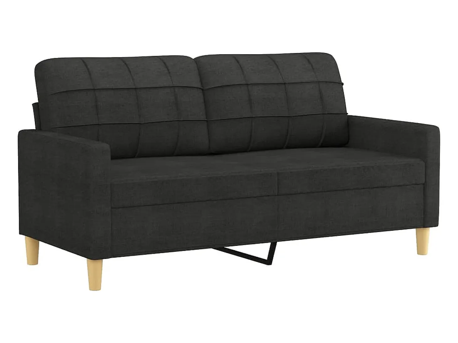 Sofá de 2 plazas con cojines tela negro 140 cm