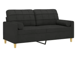Sofá de 2 plazas con cojines tela negro 140 cm