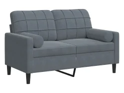Sofá de 2 plazas con cojines terciopelo gris oscuro 120 cm