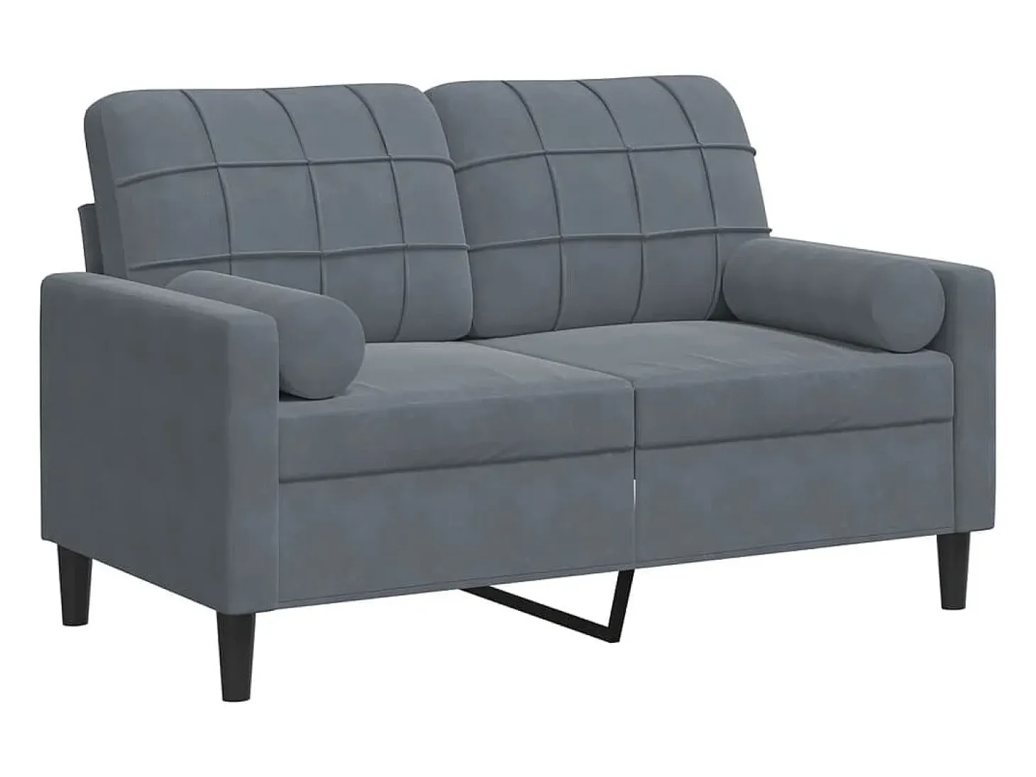 Sofá de 2 plazas con cojines terciopelo gris oscuro 120 cm