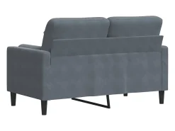 Sofá de 2 plazas con cojines terciopelo gris oscuro 120 cm