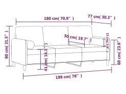 Sofá de 3 plazas con cojines terciopelo amarillo 180 cm